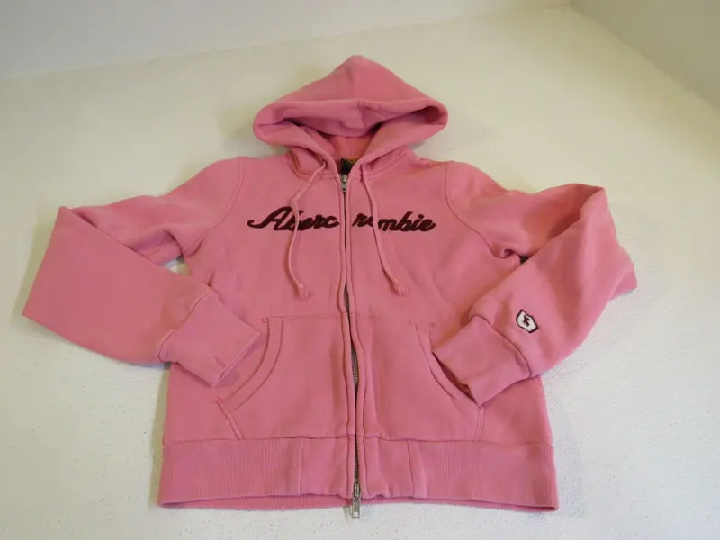 Abercrombie & Fitch Pink Full-Zip Cotton Hoodie For Women — Large, Comfortable Sweatshirt, Gently Used 1