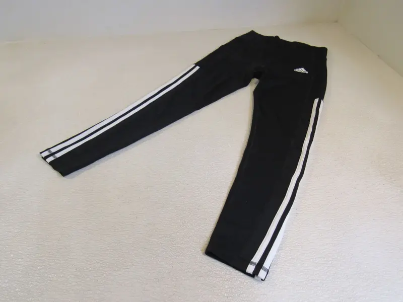 Adidas Women'S Black & White Striped Leggings – Size S, Sporty Design, Previously Owned 1