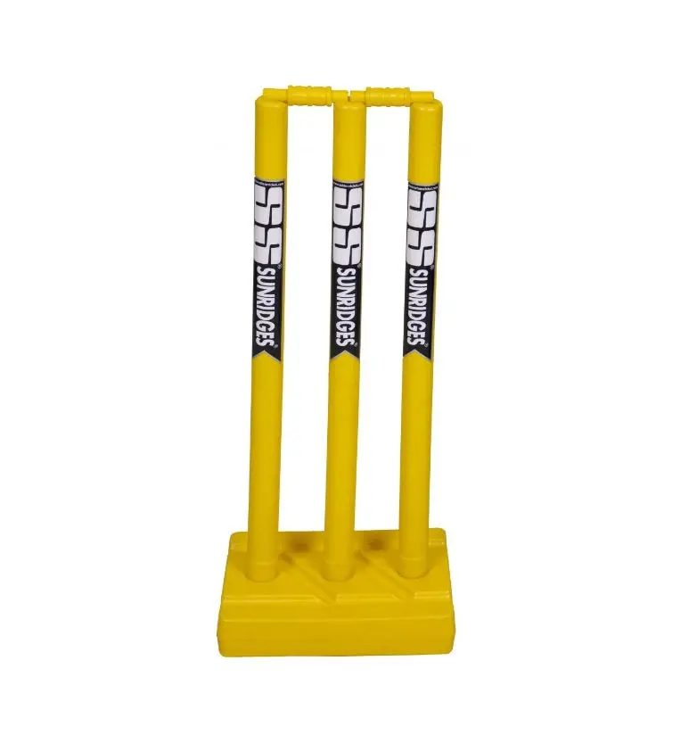 Adult-Size Stainless Steel & Plastic Cricket Stump Set – 3 Stumps, 2 Bails, 1 Base 1