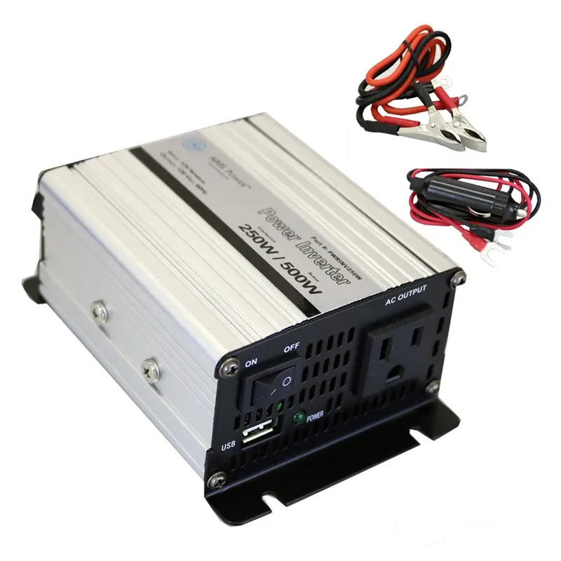 Aims Power 250W Dc-To-Ac Inverter – 12V Compact Power Source With Built-In Cables 1