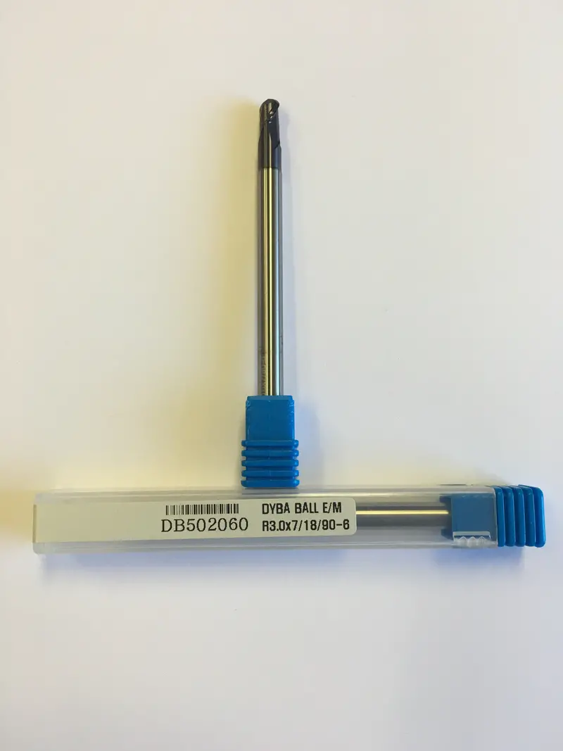 Altin-Coated Crb End Mill: 6Mm Shank, 6Mm Diameter, 7Mm Cutting Length, 90Mm Overall Length, 2-Flute, Ball Nose – 163007 1
