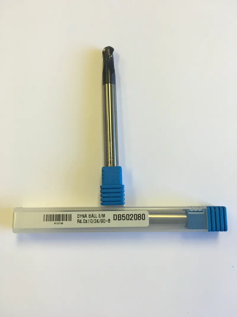 Altin-Coated Crb End Mill: 8Mm Shank, 8Mm Diameter, 10Mm Cutting Length, 90Mm Overall Length, 2-Flute, Ball Nose – 163008 1