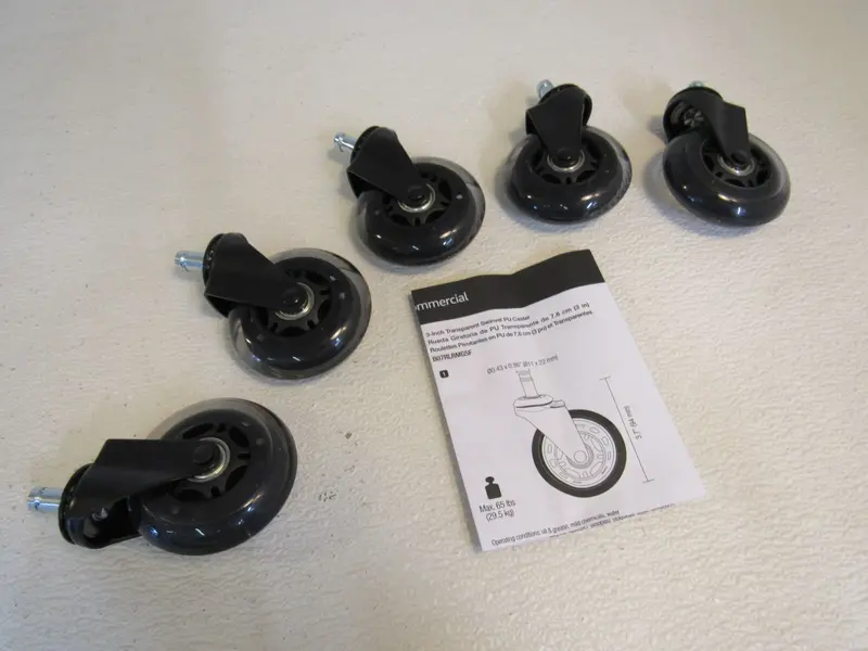 Amazon Commercial Swivel Caster Wheels – 3" Transparent Pu Casters, 5-Pack, 65-Lb Capacity 1