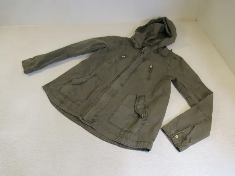American Eagle Army Green Hooded Jacket – Full-Zip, Women'S Size M, Casual Layering 1
