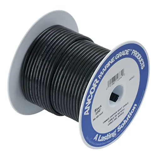 Ancor 6-Gauge Black Marine Battery Cable – Tinned Copper, 100 Ft 1