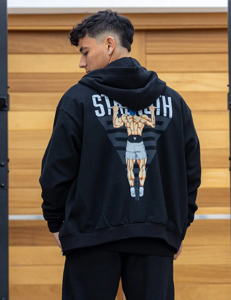Anime-Inspired Oversized Zip-Up Jacket – Strength Design 1