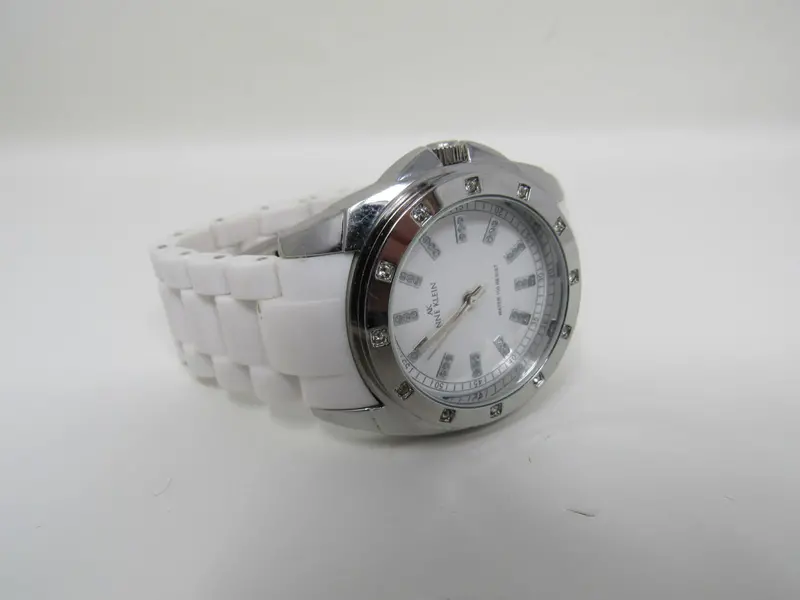 Anne Klein Watch – Silver Case With White Oyster Dial & Clear Gemstone Bracelet (Female Adult, Used) 1