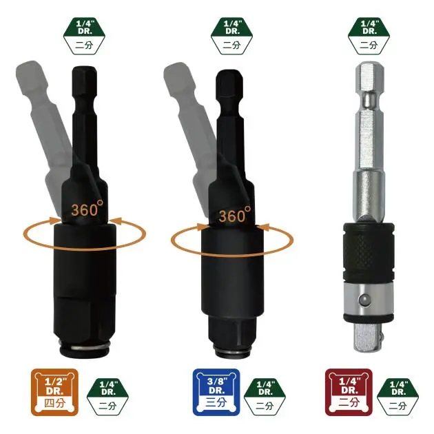 Arsenal 3-Piece Socket & Bit Adaptor Set — 1/4", 3/8", And 1/2" Drive Sizes 1