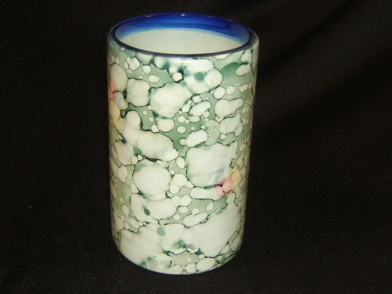 Artisan Blue-Gray Water Glass – 5.25" X 3", Hand-Decorated Rustic Style (Used) 1