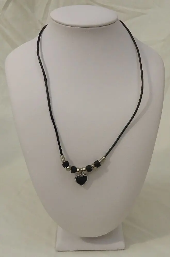 Beaded Heart Charm Necklace With Corded Detail – Lanyard Clasp, 18-Inch Designer Style 1