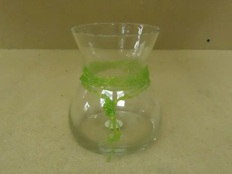 Beaded Modern Flower Vase – 6" H × 5" W, Clear Wide-Mouth Ftd Design 1