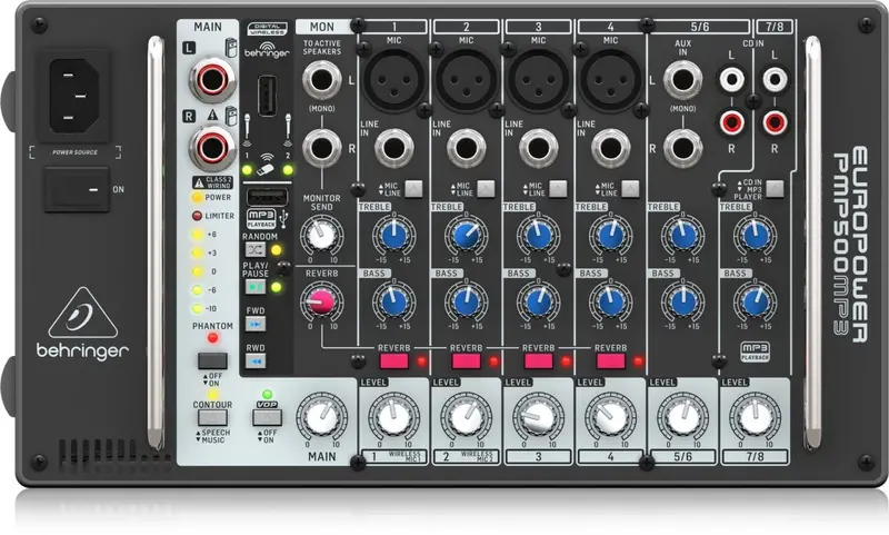 Behringer Pmp500Mp3 Eight-Channel Powered Mixer With Mp3 Playback And 500W Output 1