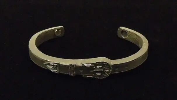 Belt-Buckle Inspired Bronze Cuff Bracelet – Industrial-Chic Designer Design 1