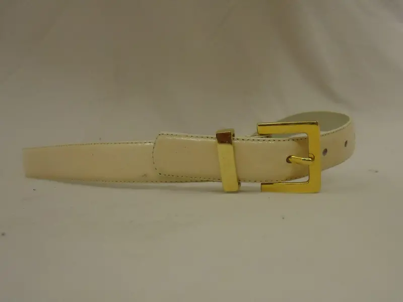 Belts West Adjustable Leather Belt – Brass Buckle, Beige, Women’S M/L (30–34 Inch) 1