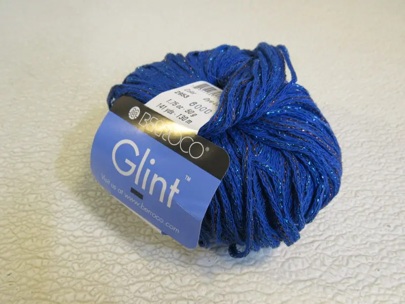 Berroco Glint Yarn In Blue – 1 Ball, 141 Yards, Cotton-Nylon-Metallic Blend, Brand New 1