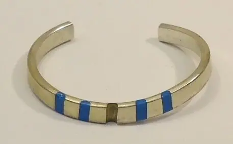 Blue And Silver Slip-On Cuff Bracelet – Effortless Designer Wear 1
