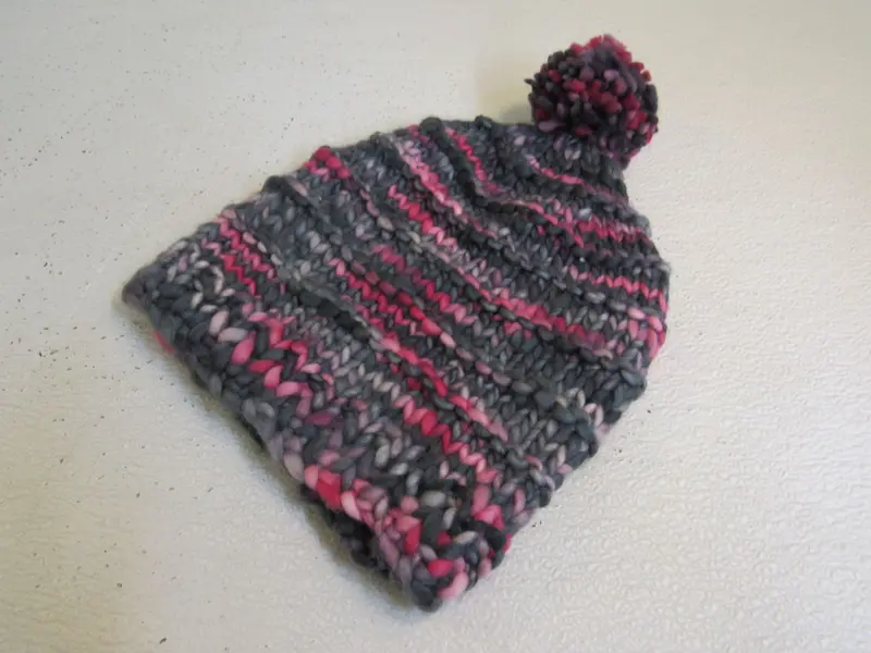 Bold Multicolored Super Bulky Merino Beanie With Pom Pom 1