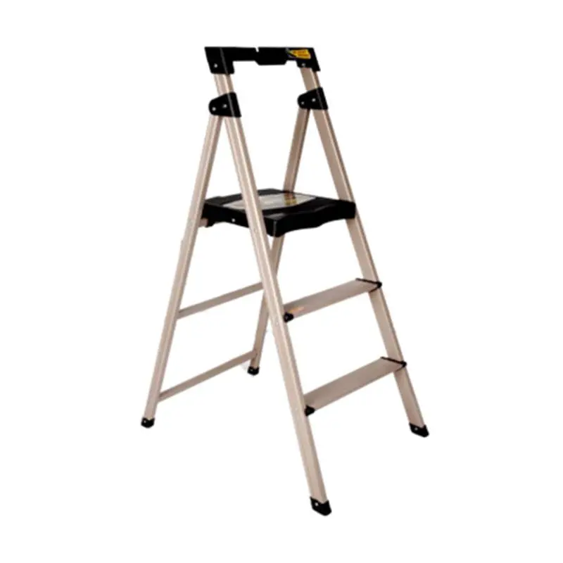 Boomjoy 3-Step Lightweight Aluminum Ladder – Gold Accents 1