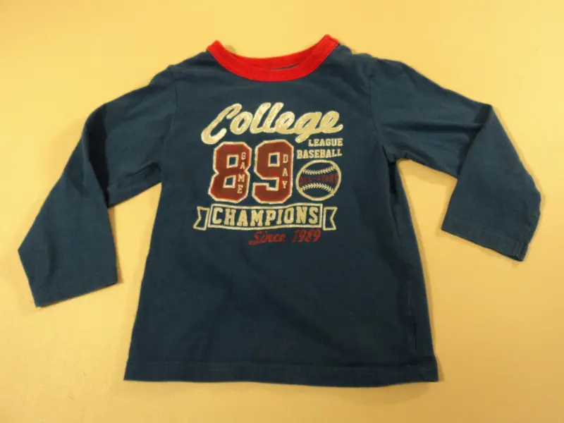 Boys' College Baseball Tee – 100% Cotton Solid Blue Shirt For Kids Size 2–4 & 3T (Used) 1