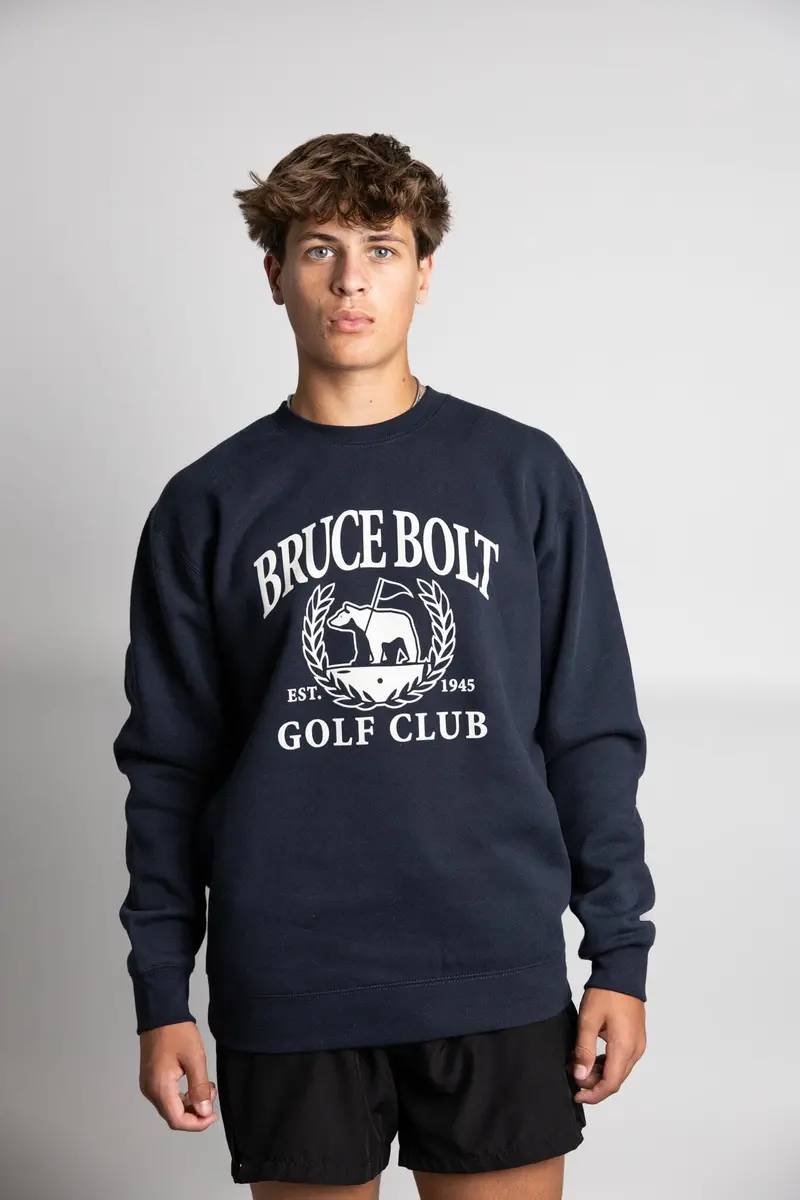 Bruce Bolt Golf Crewneck Sweatshirt – Navy 1