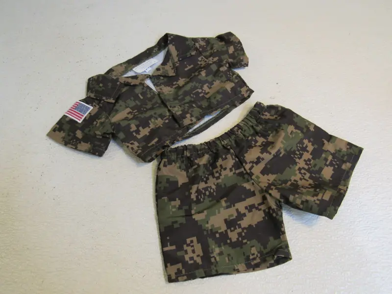 Build-A-Bear Military-Themed Outfit – Camo Shirt And Shorts Set 1