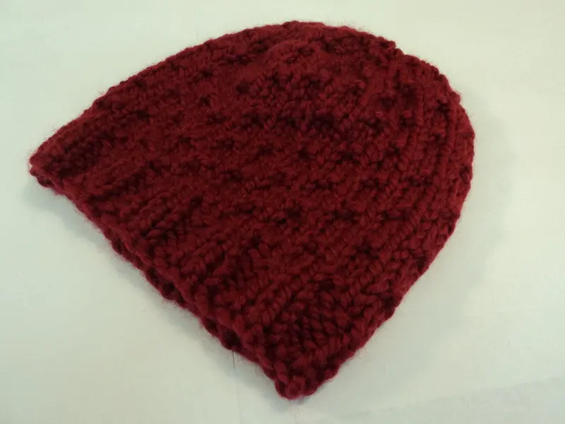 Bulky Slouchy Adult Beanie In Bold Red – Textured Acrylic-Wool Blend, One-Size-Fits-Most, Fresh From Studio 1