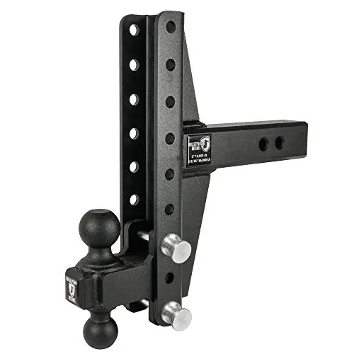 Bulletproof 2.5" Adjustable Extreme-Duty Offset Trailer Hitch – 4" & 6" Drop/Rise, 36,000 Lb Capacity, Dual 2" & 2-5/16" Balls, Black Powder-Coated Steel 1