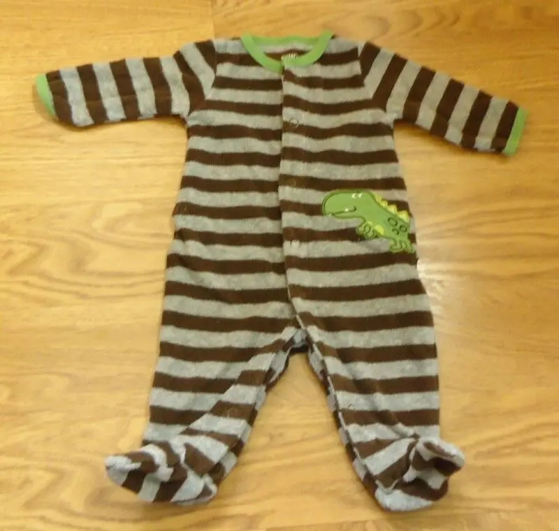 Carter’S Newborn Footed Pajamas – Brown/Gray Alligator Design, Cotton-Polyester Blend 1