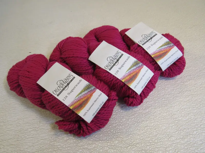 Cascade 128 Superwash Hot Pink Yarn – 3 Skeins, 128 Yards Each, Easy-Care Wool 1
