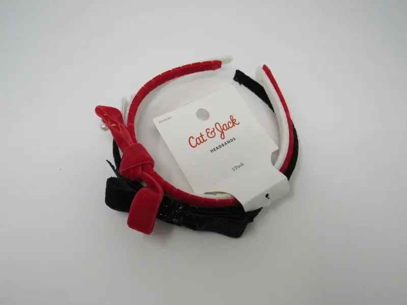 Cat & Jack Fabric Headband Set – 3-Piece (Red, White, Black), One Size 1