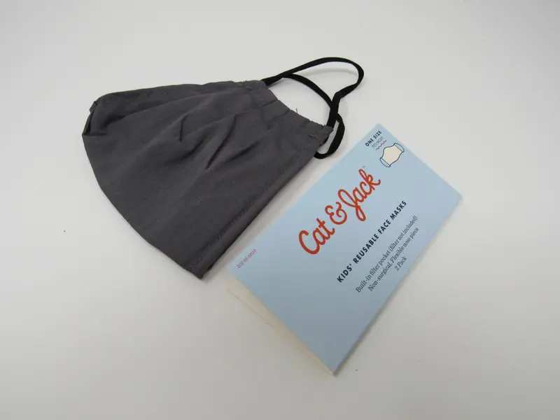 Cat & Jack Kids Reusable Face Mask – 1-Pack Gray/Black With Built-In Filter Pocket, New 1