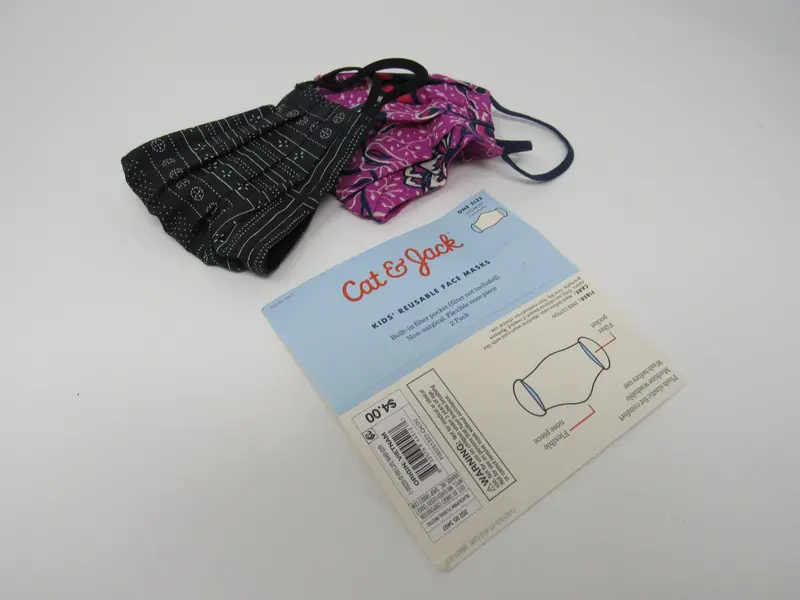 Cat & Jack Kids Reusable Face Mask – 2-Pack With Filter Pockets, Adjustable Fit, New 1