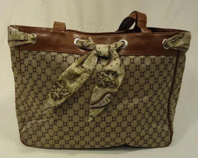 Chadwicks Brown And Beige Nylon Satchel Purse For Women – Diamond-Embossed Design 1