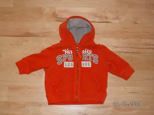 Children’S Place Boys’ Varsity-Style Sweatshirt – Orange, Size 6–9 Months 1