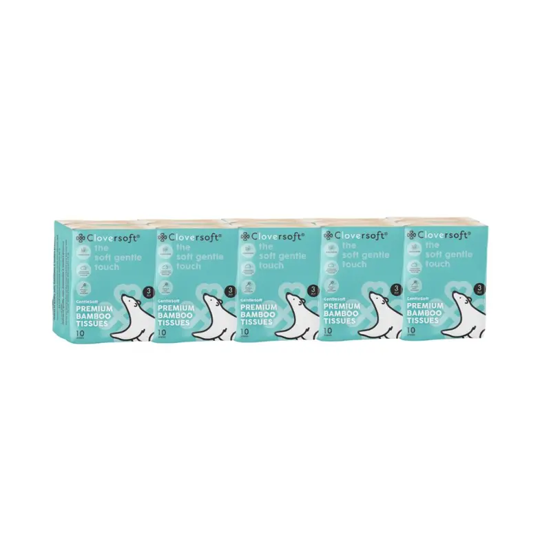 Cloversoft Compact Bamboo Pocket Tissues – Unbleached, 2-Ply (10×10 Sheets) 1