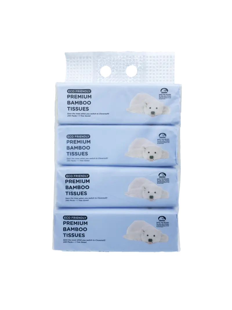 Cloversoft Eco-Friendly Bamboo Facial Tissues – 2-Ply, Bulk Pack (4×150 Sheets) 1