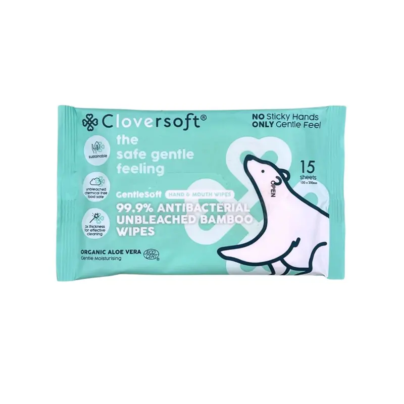 Cloversoft Organic Bamboo Baby Wipes – Unbleached, Ab Certified (15 Count) 1