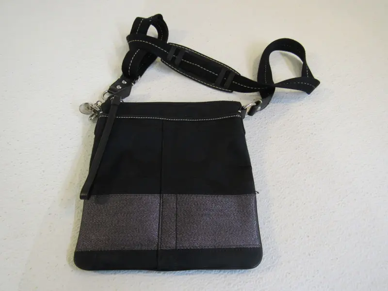 Coach Black Crossbody Bag – Silver-Tone Hardware, Fabric-Leather Blend, Style F06M-10129, Pre-Loved 1