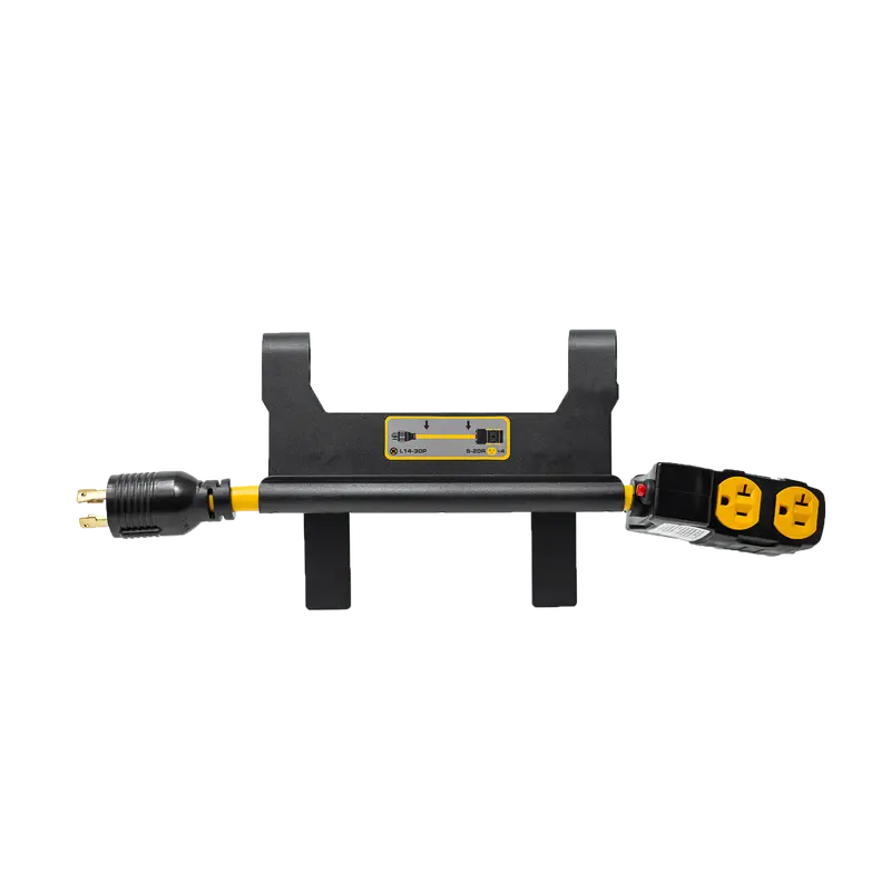 Compact Heavy-Duty L14-30P To Four 5-20R Power Cord With Metal Clip Holder 1