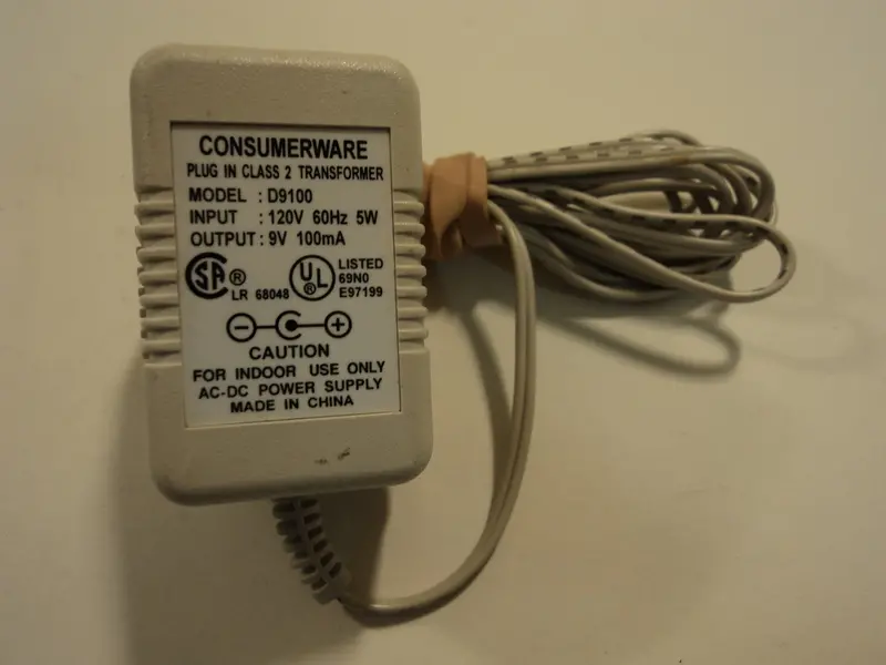 Consumerware D9100 Class 2 Power Adapter – 9V Dc, 100Ma, Plug-In Transformer – Previously Owned 1