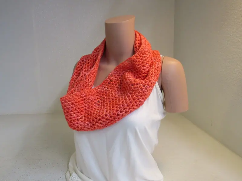 Coral Crochet Cowl In Alpaca And Mulberry Silk – Soft & Elegant 1