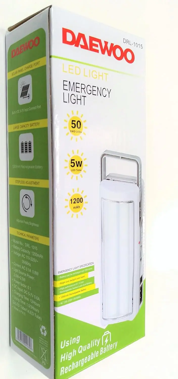 Daewoo Drl-1015 Emergency Led Tube Light – 5W, 1200Mah Rechargeable Backup 1