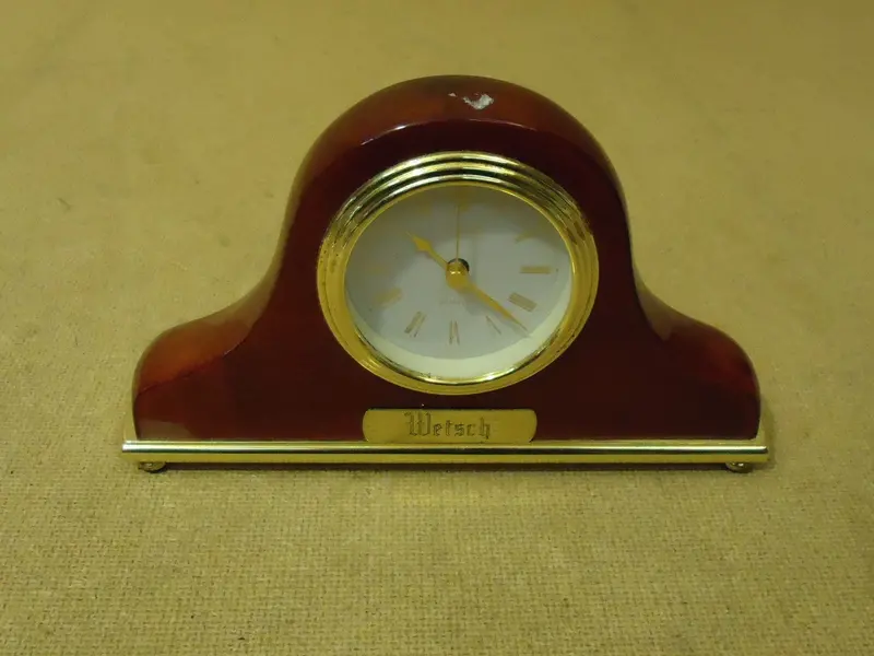 Danbury Art Deco Table Clock – 8" × 4.75" × 1.5", Brown Wood And Gold-Tone Metal 1