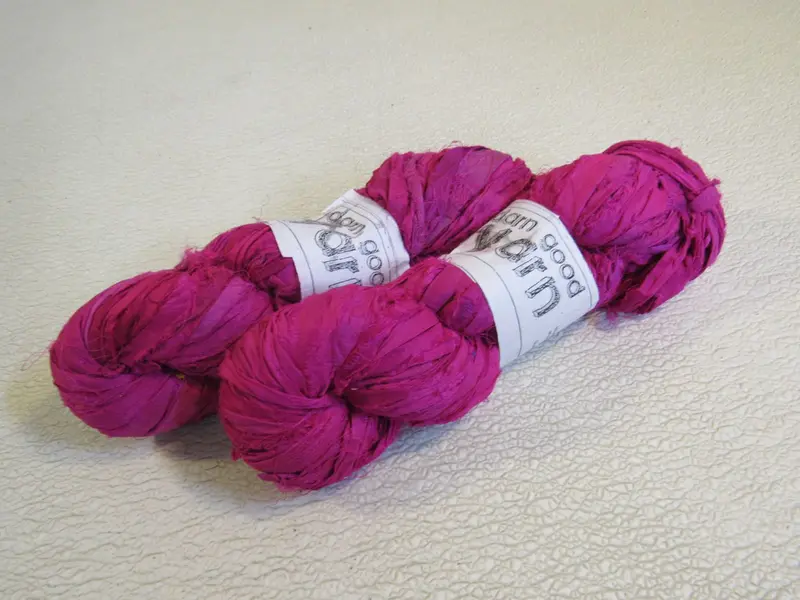 Darn Good Yarn Sari Ribbon In Hot Pink – 2 Skeins, 50 Yards Each, 100% Silk, Brand New 1