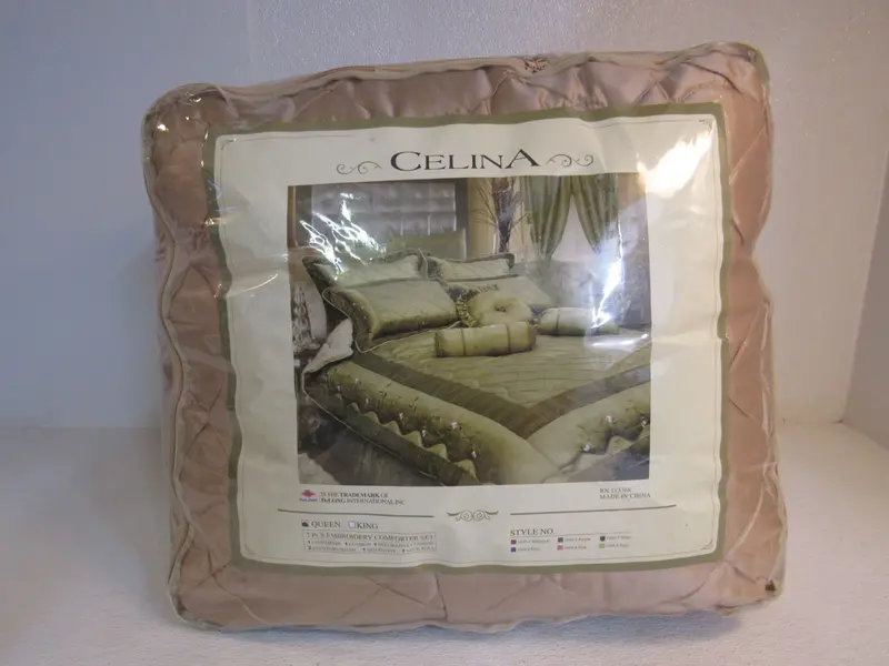 Delong Celina Embroidered Comforter Set – Queen, Beige (Style 1608-5), New In Box 1