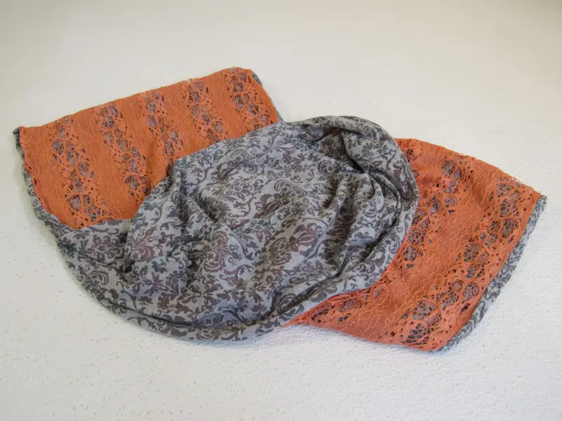 Designer Gray & Coral Infinity Scarf — 30-Inch, Elegant Women’S Fashion Accessory, Gently Used 1