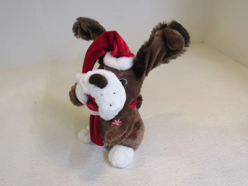 Designer Plush Christmas Dog Toy – Brown & Red Holiday Figure, Non-Functional, Pre-Owned 1