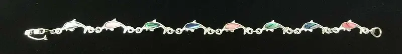 Dolphin Abalone Charm Bracelet – 8-Inch Ocean-Inspired Designer Accent 1