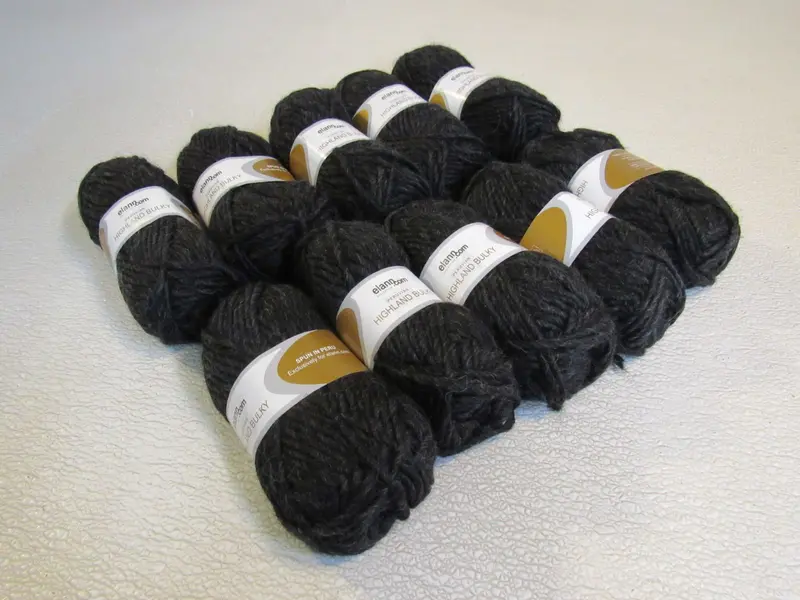 Elann Peruivan Highland Bulky Yarn In Black – 10 Skeins, 54 Yards Each, Brand New 1