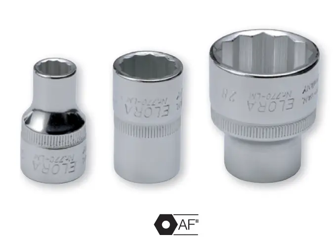 Elora Chrome-Plated 1/2" Drive Bi-Hex Socket – 3/8" Af 1